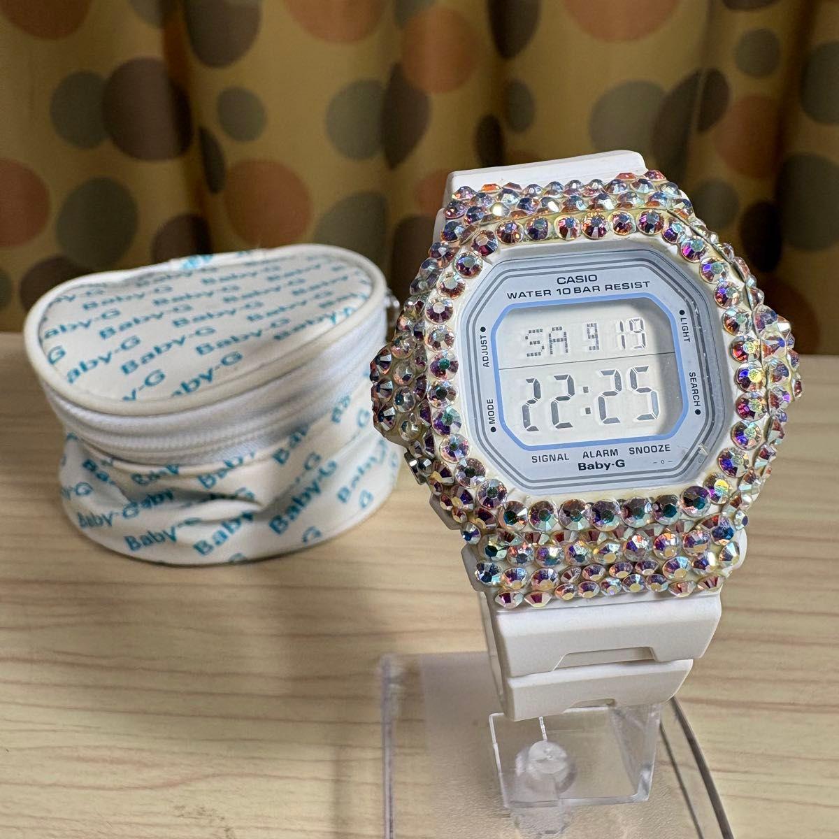 [Working/Good condition] Baby-G digital watch BG-5600WH crystal decoration