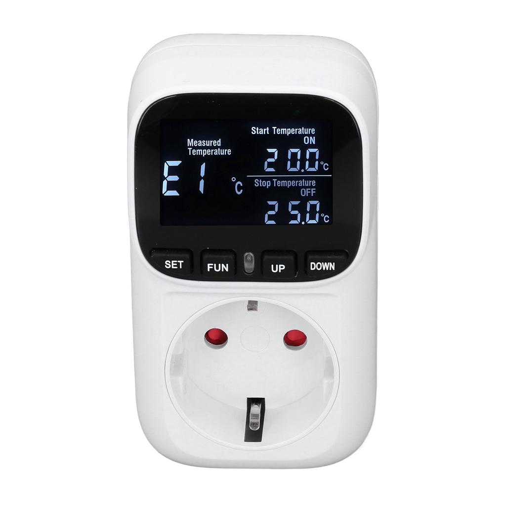 Digital Thermostat Outlet Backlit Display Plug in Temperature Controller Heating Cooling Control