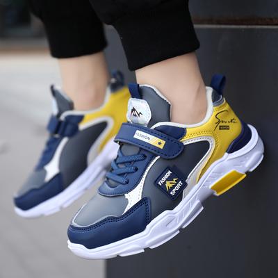 Boys Running Sports Shoes Girls Elastic Casual Sneakers PU Leather Jogging Shoes for Kids Outdoor Sneakers
