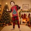 Christmas-print long-sleeve and long-pant matching family loungewear set