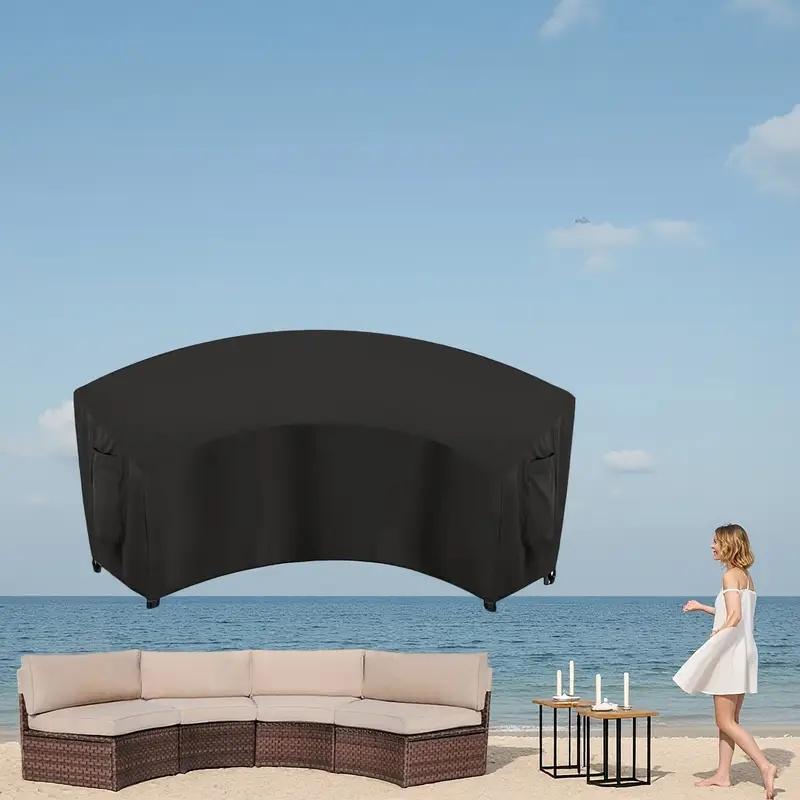 

VECOO Curved Outdoor Sectional Cover, Suitable for Deck, Lawn and Backyard Furniture, Patio Cover, Sleek Design,Patio Covering 215x215x89cm чёрный