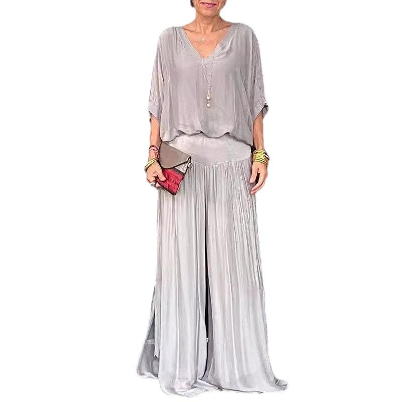 2024 Summer Women's Solid Color Chiffon Set - European & American Fashion