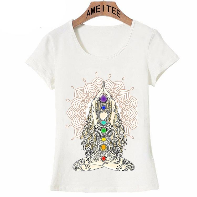 Yo Ga Girl Multi Arms Chakra Buddha Mandala Chakra Power Centers Zen T Shirt Summer S