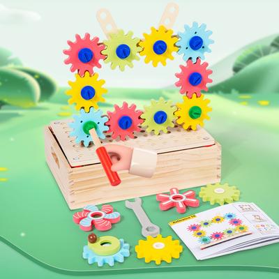 Wooden Children's Early Education Nut Gear Mushroom Nail Assembly Kindergarten Color Cognition Fine Action Educational Toy