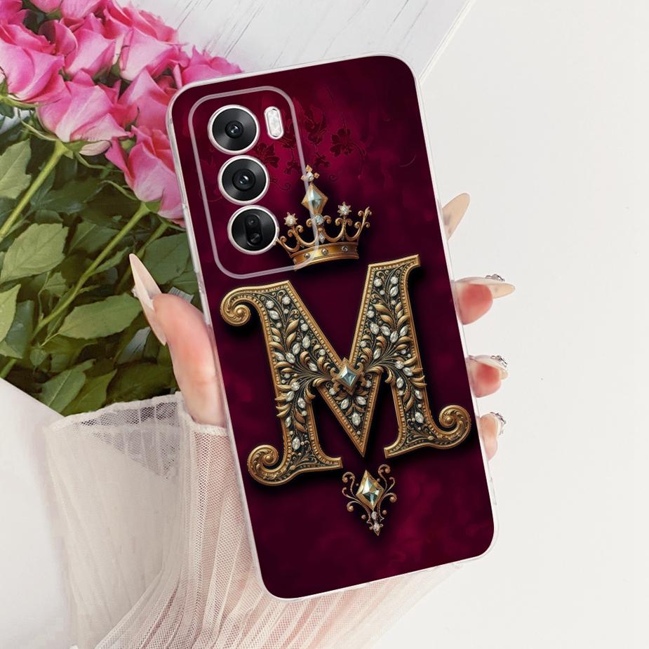 For Oppo Reno12 Pro Case CPH2629 Cute Crown Letters Cover Soft Slim Phone Case For Oppo Reno 12 Pro Reno12 5G CPH2625 Funda Bags