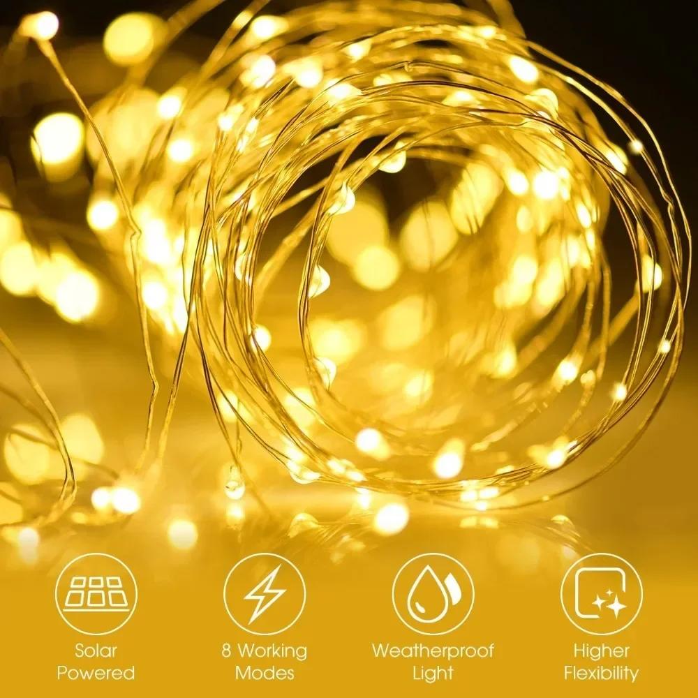100LED Courtyard Garden Christmas Decoration Atmosphere Light String Solar Copper Wire String Outdoor Waterproof Lighting