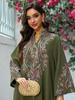 AB421 Elegant Embroidered Middle Eastern Pullover Robe - Arabic Jalabiya Dress