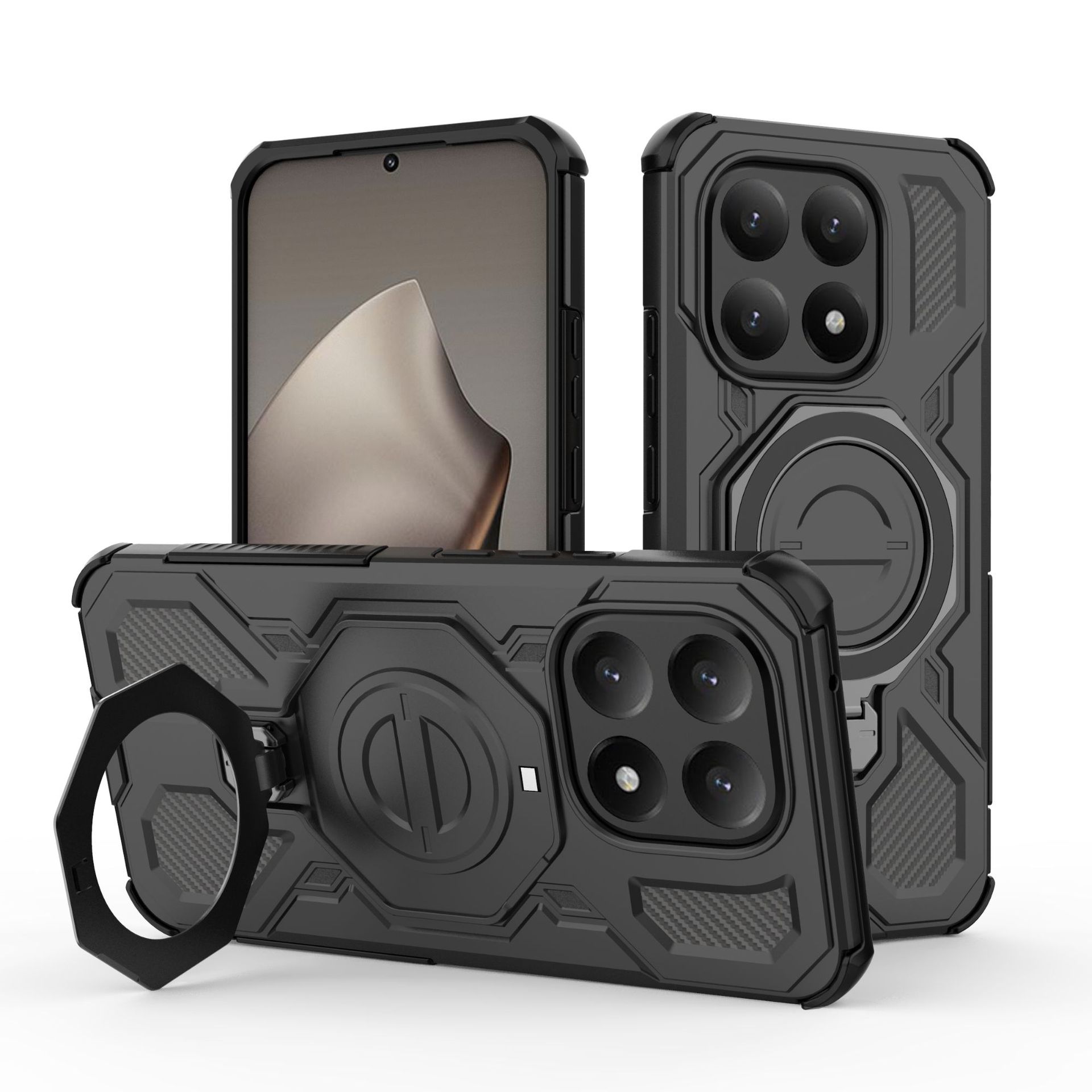 

Xiaomi Redmi 15C (171.6*79.5*8mm) Magnetic Case 360° RotatablMilitary-Grade Dropproof Phone Cover for Redmi 15C чёрный