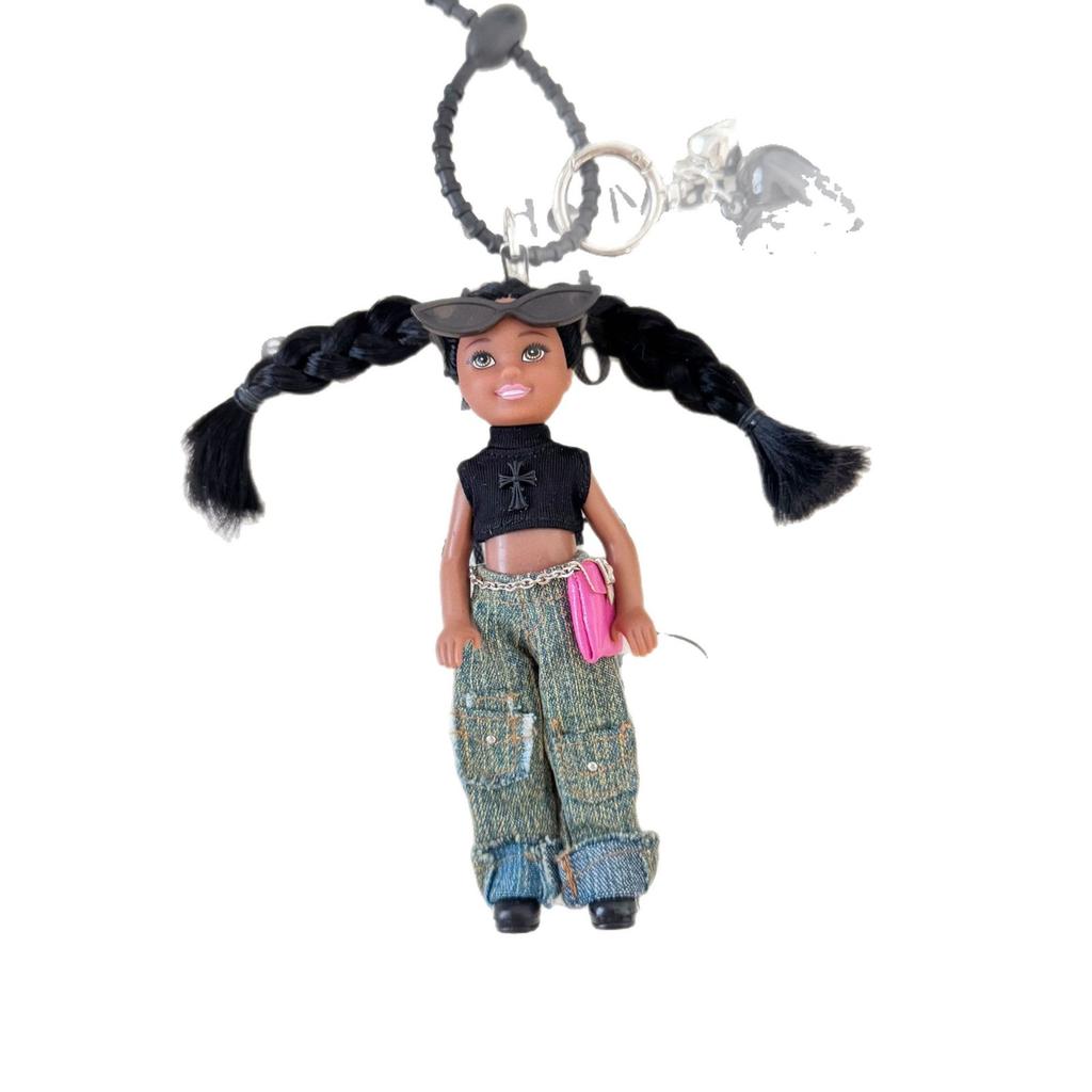Black Leather Trend Cute Vinyl Doll Cute Barbie Keychain Pendant Bag Hanging