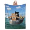 Fun Cats Digital-printed Polyester Bedroom Velvet Flannel Soft Sofa Cover Blanket Fleece Soft Sofa Cover Blankets for Beds