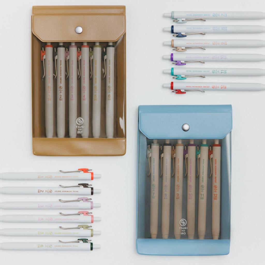 Hobonichi Techo TSUKI no One Set met Hoes en Planner Accessoires IRO/Uni-ball Januari-Juni