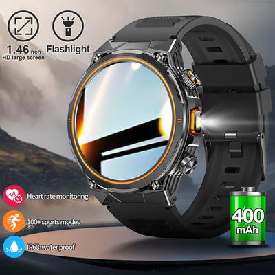 LIGE Neu Männer Smart Uhr 400mAh Gesundheit Tracking Outdoor Sport LED Taschenlampe Bluetooth Anruf