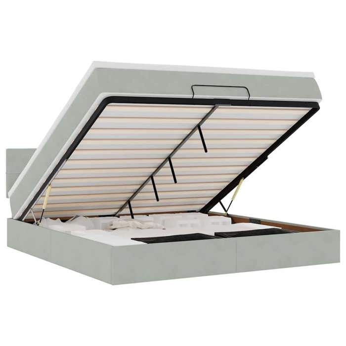 VidaXL Ottoman Bed Frame with Light Grey Mattress 160x200 Cm Velvet 3312632