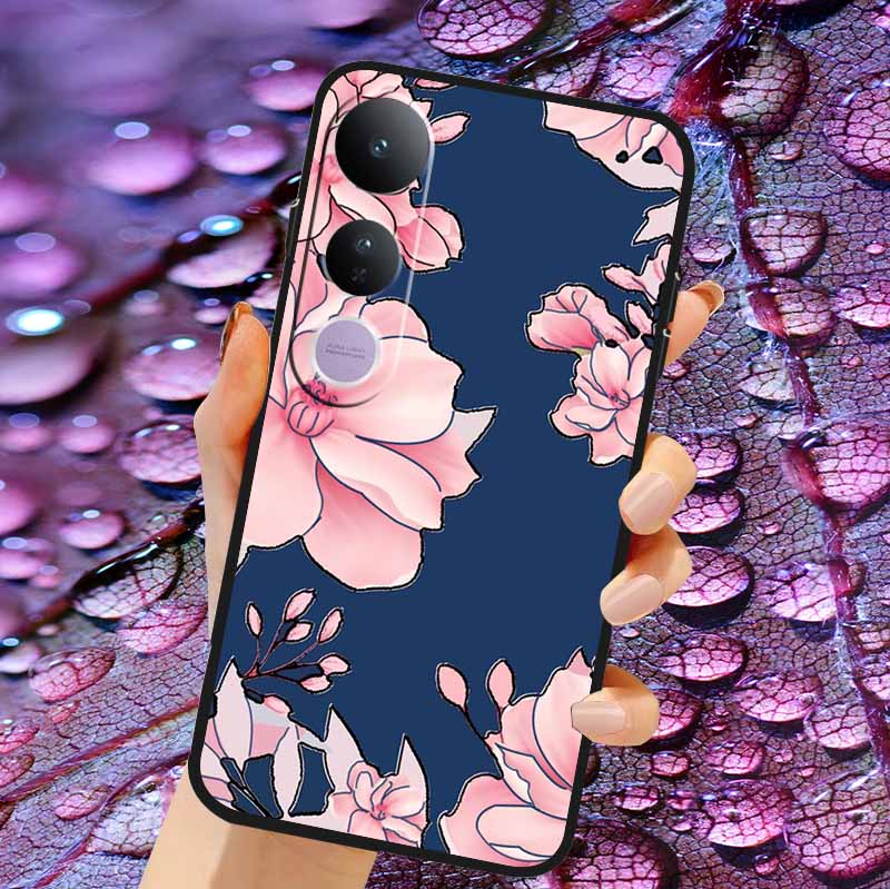 Case For Vivo V50 Lite Soft 3D Flower Relief Emboss Silicone Covers for Vivo V 50 Lite 4G 5G V50Lite Soft Capa Protective Casing