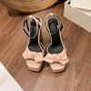 Barbie High Heels Shorty Le Platform Heightening Bow Sandals Women's 2025 Summer Thick Heel One-word Buckle