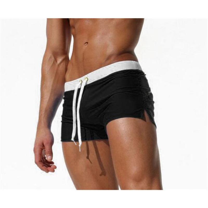 Men's Swimming Trunks New Fashion Boxer Swimming Trunks Anti-embarrassment Solid Color Nylon Swimming Trunks