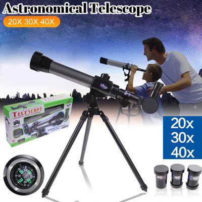 20X 30X 40X Astronomical Telescope with Tripod Refractor Monocular Long Range Binoculars Science Teaching Aids Eyepiece for Kids