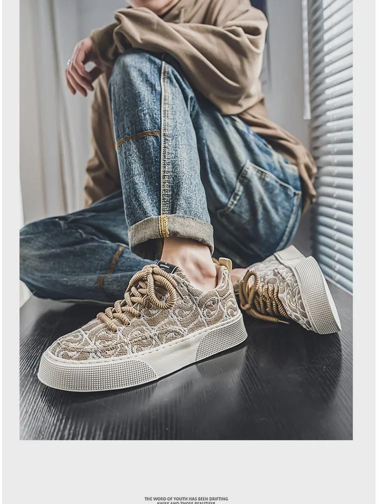 Pánské trendy jarní prodyšné plátěné tenisky