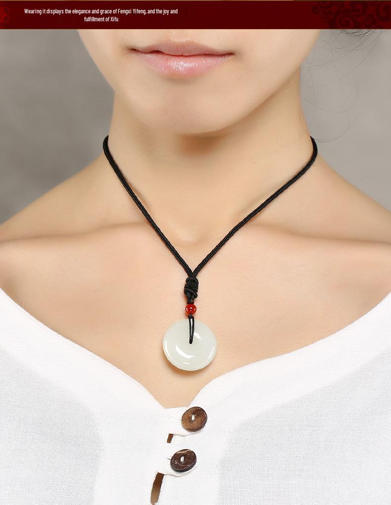 Certified Unisex Hetian Jade Ping'an Pendant