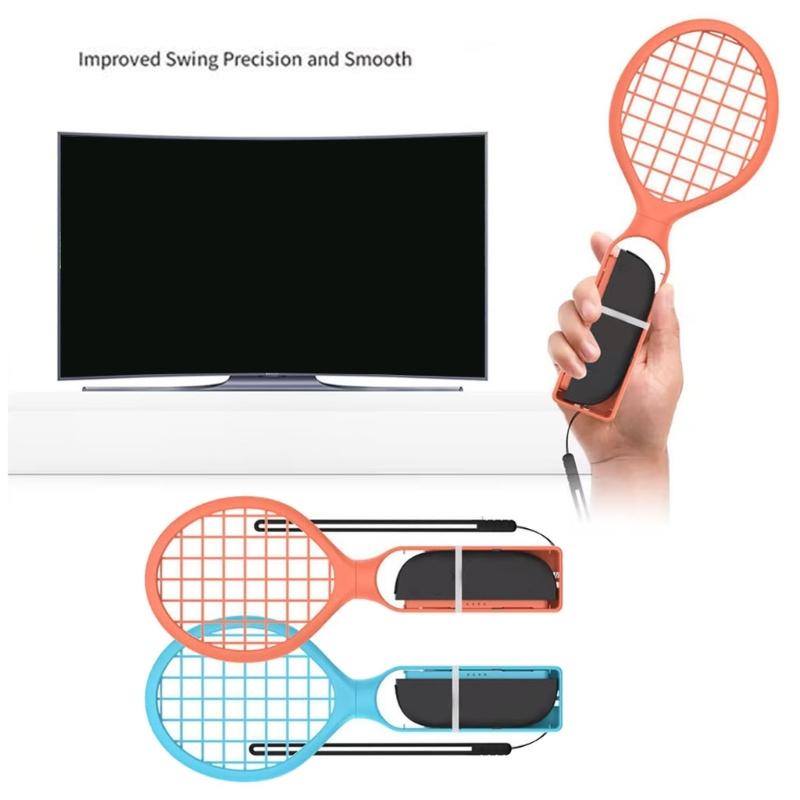 Lightweight Ergonomic Design Tennis Rackets Set Strong Plastic Tennis Rackets Simple to Operate Pair for NS2 Switch2