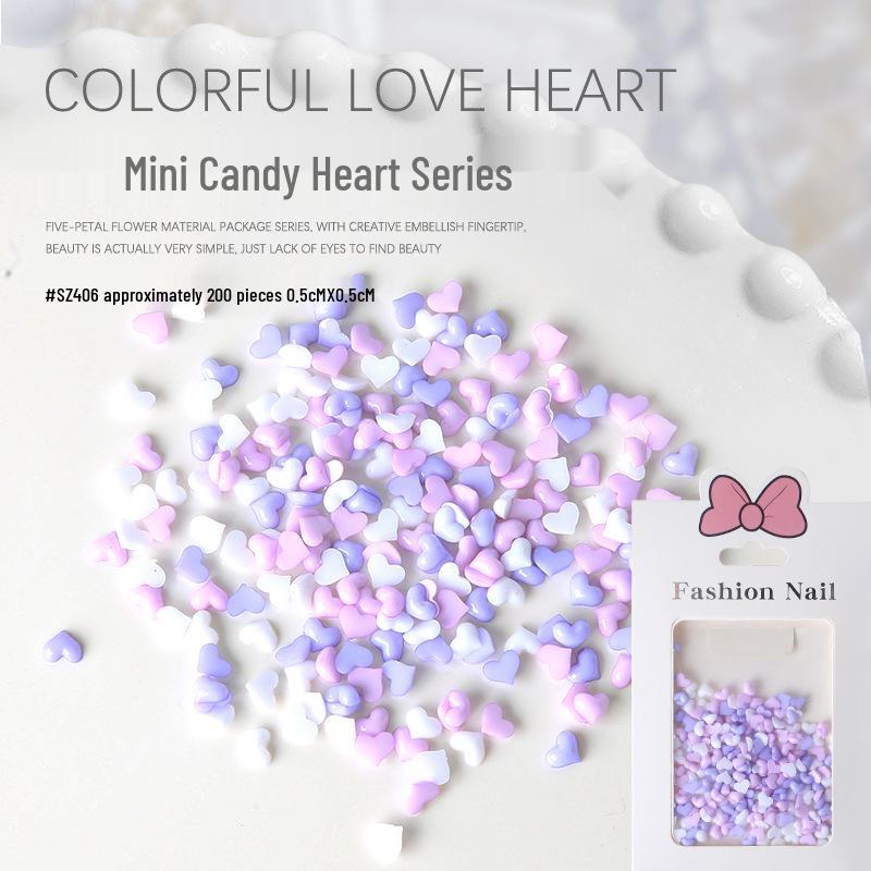 Macaron Candy 3D Heart Resin Nail Art Charms – 200 Pieces