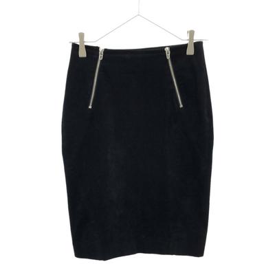 Midi Length Two-zip Front Tight Skirt 2 Black Women Used