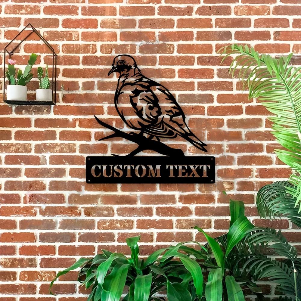 Personalized Bird Metal Wall Art Custom Text Modern Sculpture Indoor Outdoor Holiday Decor