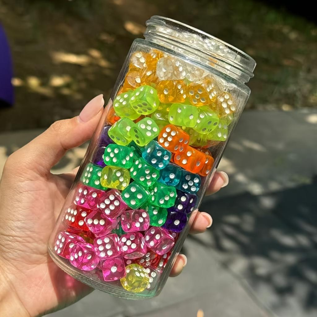 20/50PCS Acrylic Dice Set, 12mm Rounded Corners, Transparent Candy Color, Versatile for Board Games, Party Gifts, Action Games
