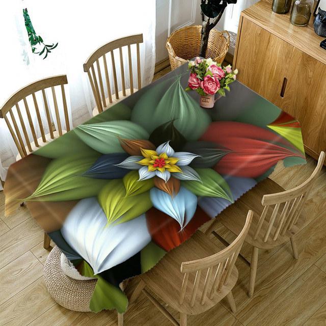 Waterproof Thicken Tablecloth Colorful Lines Sexy Flower Merry Christmas Rectangular Round For Wedding Party Decor