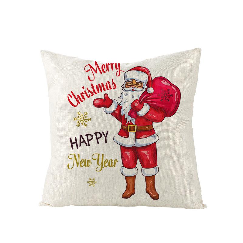 Home Polyester Pillow Cover Cartoon Digital Print Christmas Cushion Cover Living Room Sofa Cushion Cover