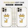 Pouzdro na telefon Cartoon Giraffy Plating pro iPhone 11 13 15 Samsung Galaxy A52 Xiaomi Redmi 12C Note 10 Pro Oneplus měkké obaly na smartphone