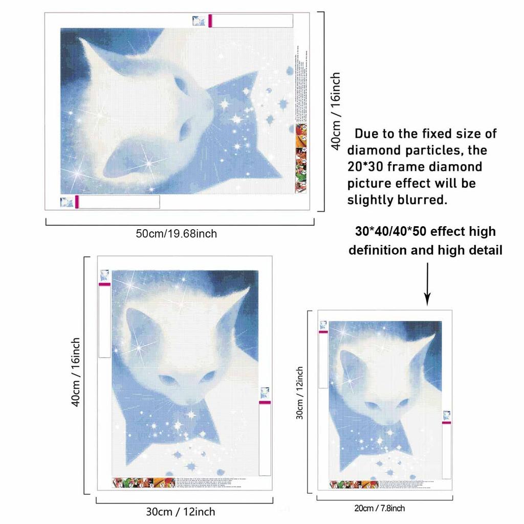 Diamond Painting Kit Glowing White Cat Design Full Drill Canvas Art Relaxing Handmade Craft Gift for Women Adults Wall Decor DIY Hobby