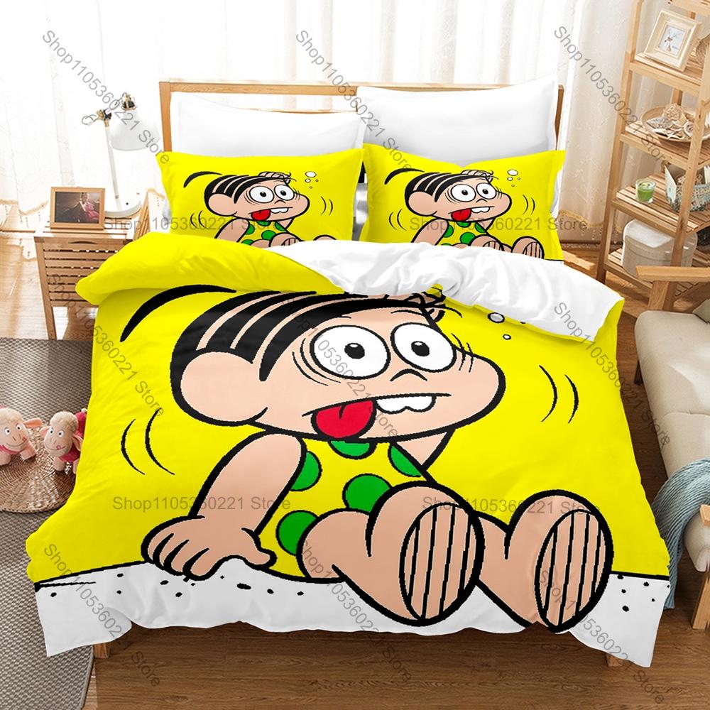 Iconic Brazilian National Cartoon Turma da Mônica Full Printed 3PCS Bedding Duvet Cover + 2 Pillowcases Kawaii Home Decoration