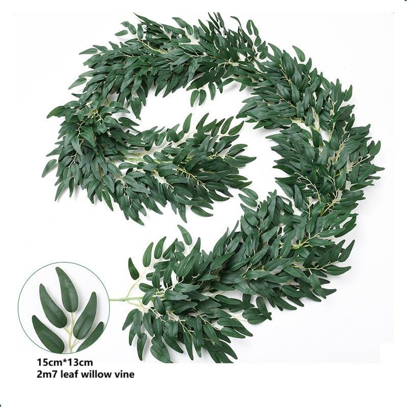 

Simulated Plants Plastic Encrypted Willows Leaves Vine Arch Wedding Decor Artificial Willow Leaf Rattan Home Garden Decoration зелений