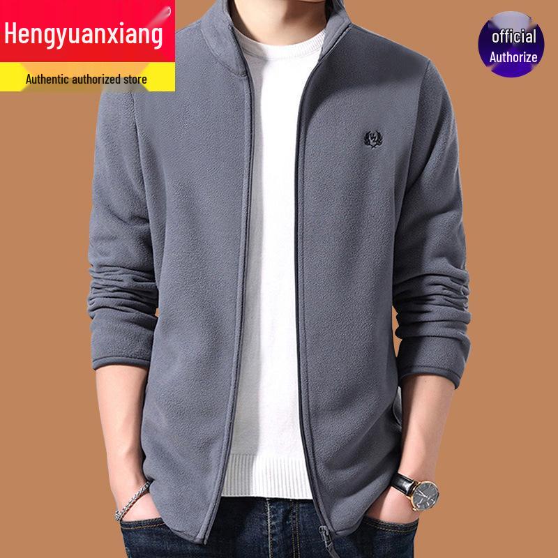 Hengyuanxiang Men s Sherpa-Lined Fleece Hoodie - Warm Lambswool Jacket for Fall/Winter 180/2XL (130-145 jin)