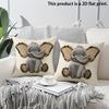 2pcs Cute Jungle Baby Elephant Throw Pillow Covers Set of 2 Soft Linen Decorative Cushion Cases for Sofa Bedroom Living Room