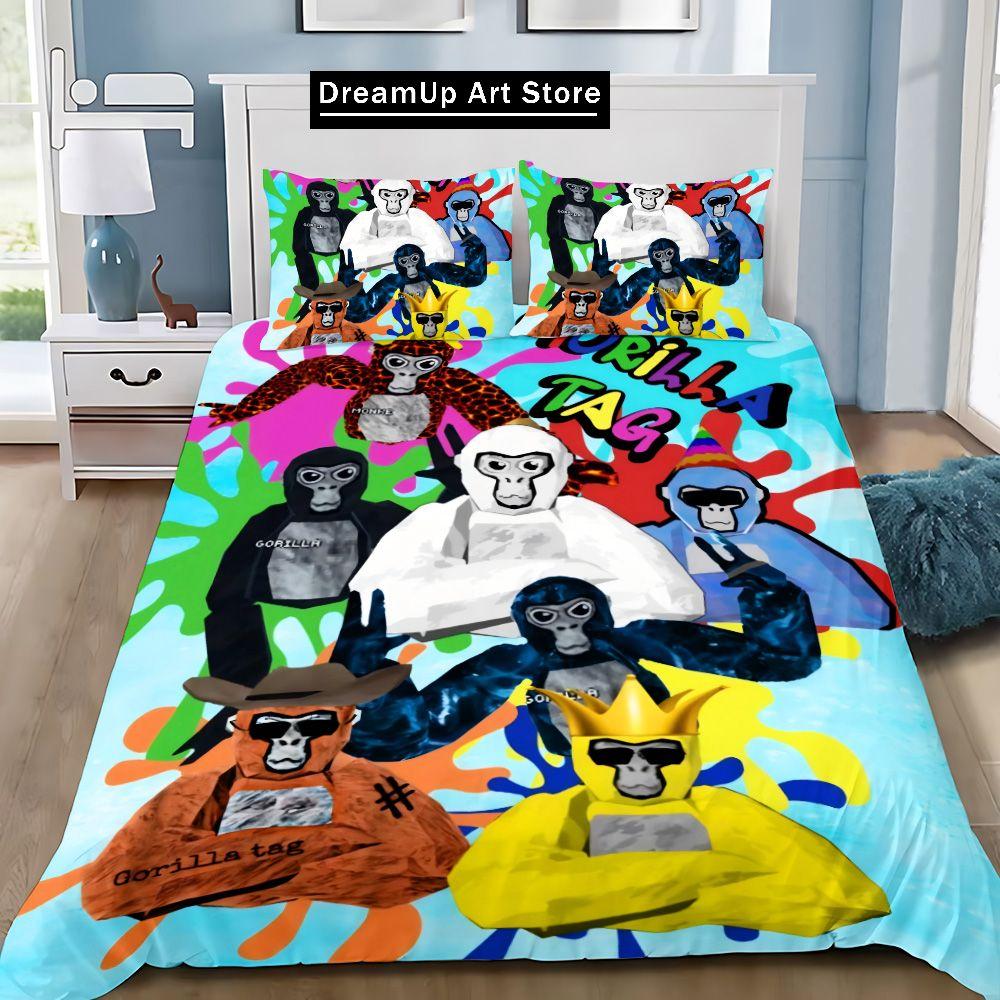 Cartoon Novelty Cool Gorilla Game Tag Duvet Cover Pillowcase Bedding Set Adult Boy Girl Bedroom Decoration Children Gift Single