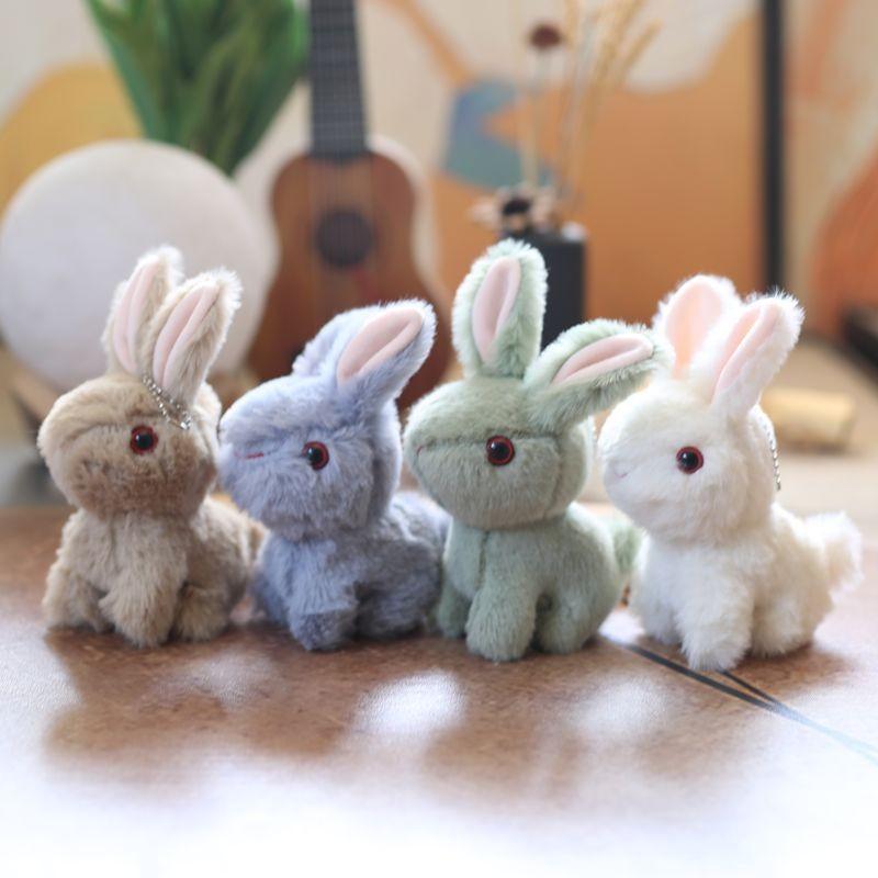 White Cute Cartoon Rabbit Plush Keychain Short Bag Decoration Kids Gift Doll