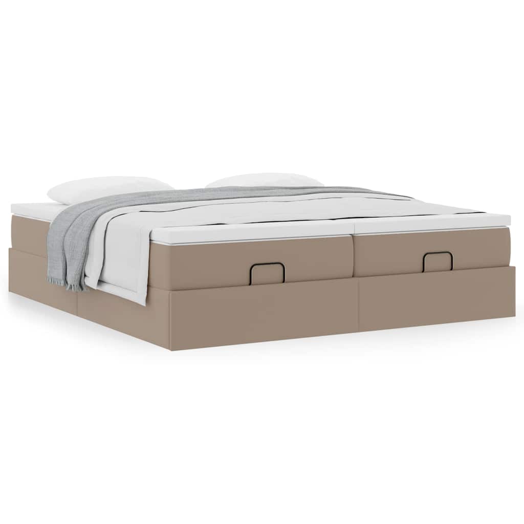 Ottoman Bed with Mattresses Cappuccino 180x200 Cm Faux Leather