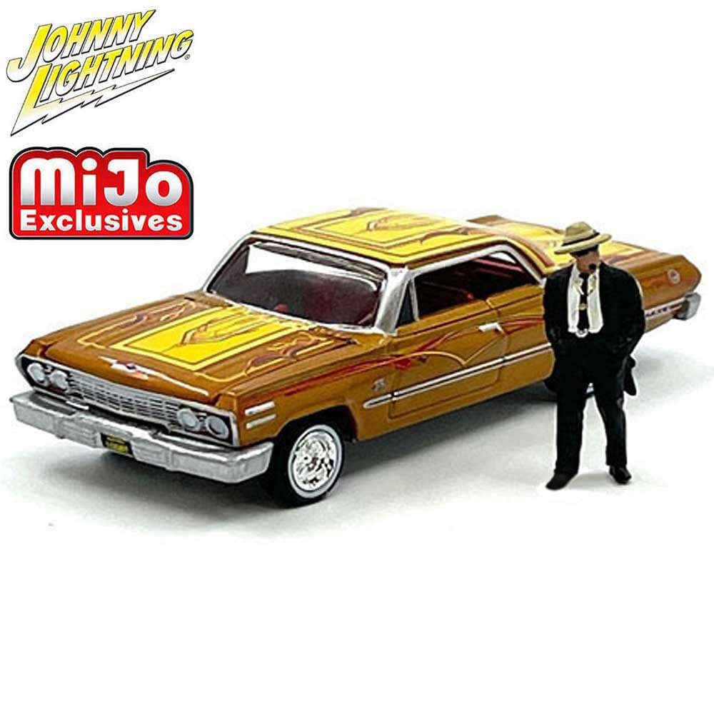 Special Johnny Lightning 1963 Chevrolet Impala Lowrider Gold Lowrider Enthusiast Figure Included [Mijo Order] 1/64