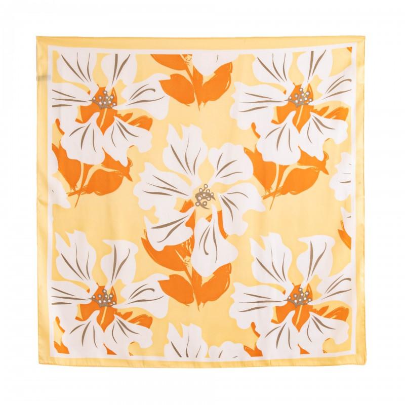 70x70cm Lightweight Silk-Look Square Scarf Women Floral Shell Print Versatile Neck Wrap Or Shawl Fashion Accessory