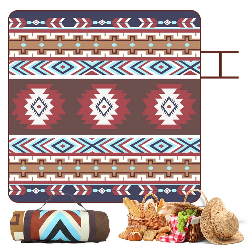Cotton Picnic Blanket Sandproof Waterproof Boho Beach Blanket For Picnic Foldable Camping Pad Beach Mat With Storage Bag For