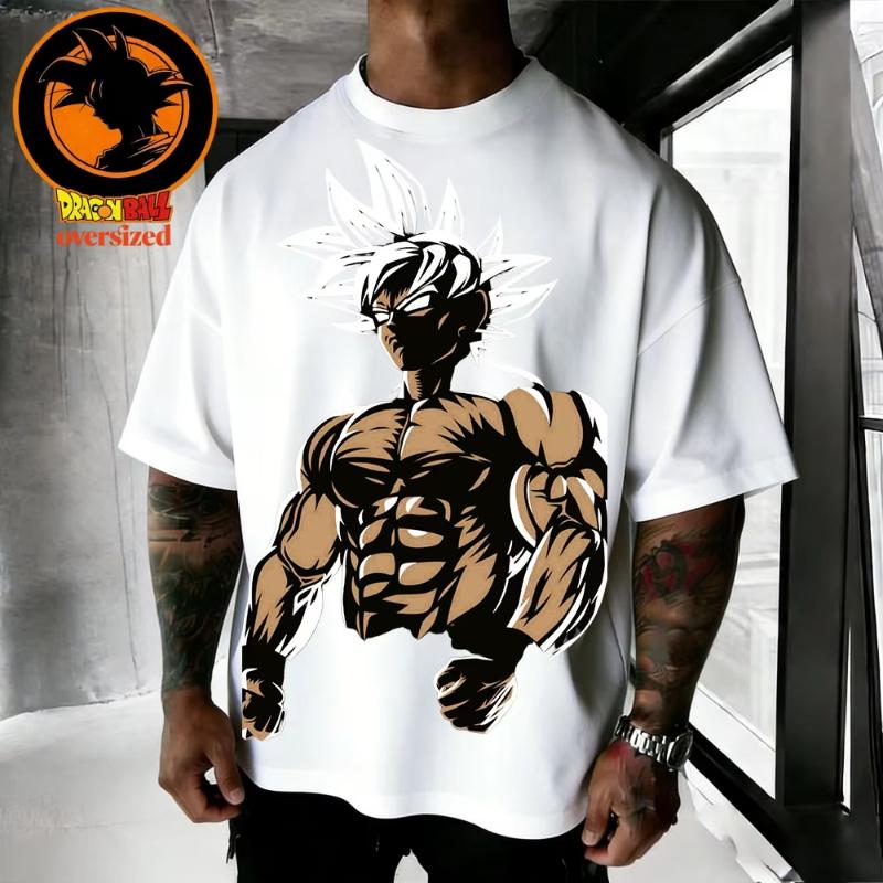 2026 Summer Dragon Ball Retro Pure Cotton Mens Tshirt Wukong Printed Oversized Casual Shirt Unisex Parentchild Suit