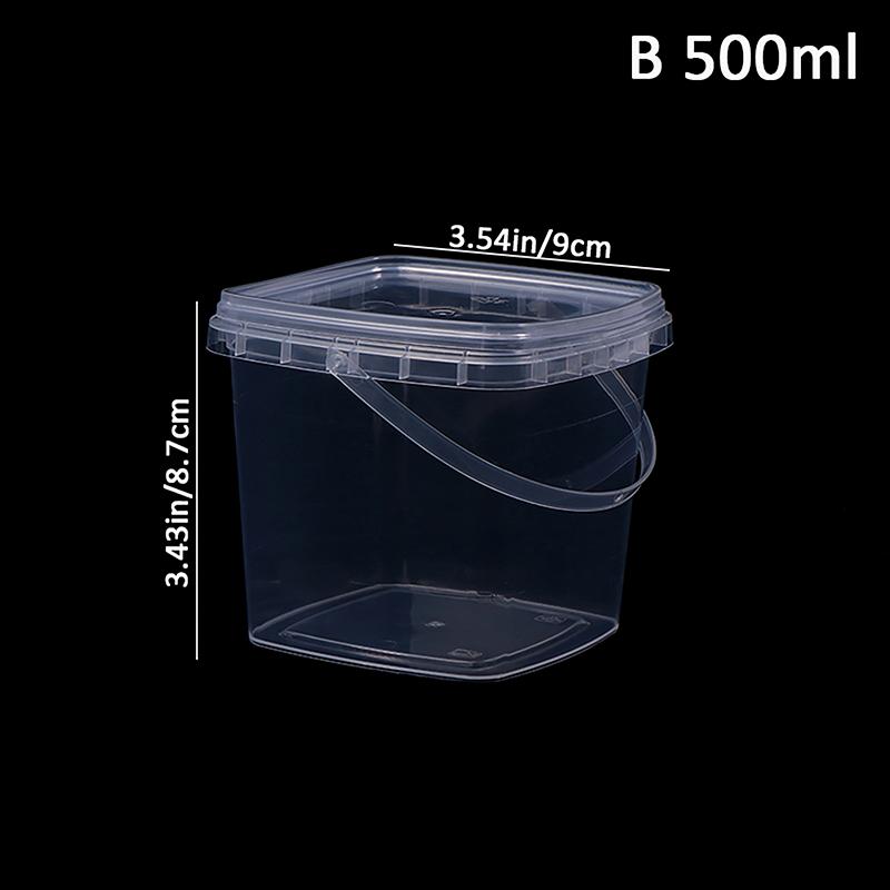 

1 шт. 280 мл/500 мл/1 л пустое пластиковое ведро с крышкой герметичные полипропиленовые банки прозрачный контейнер для хранения сыпучих продуктов питания ведра для напитков B 500ml