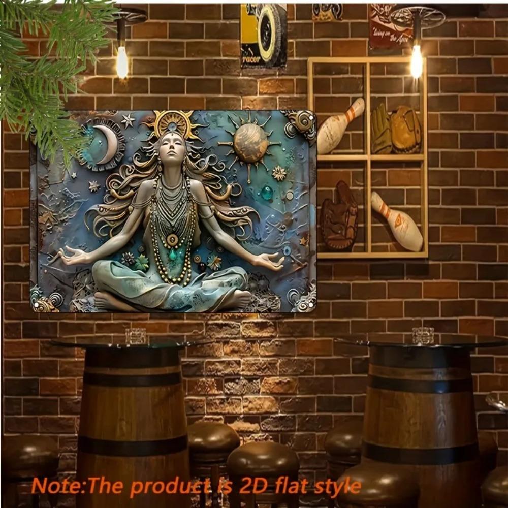 2DSunMoonYogaIronArt Classic Vintage Cast Iron SunandMoon Yoga Meditation Wall Art - 2D Multipurpose Iron Sign, Christmas