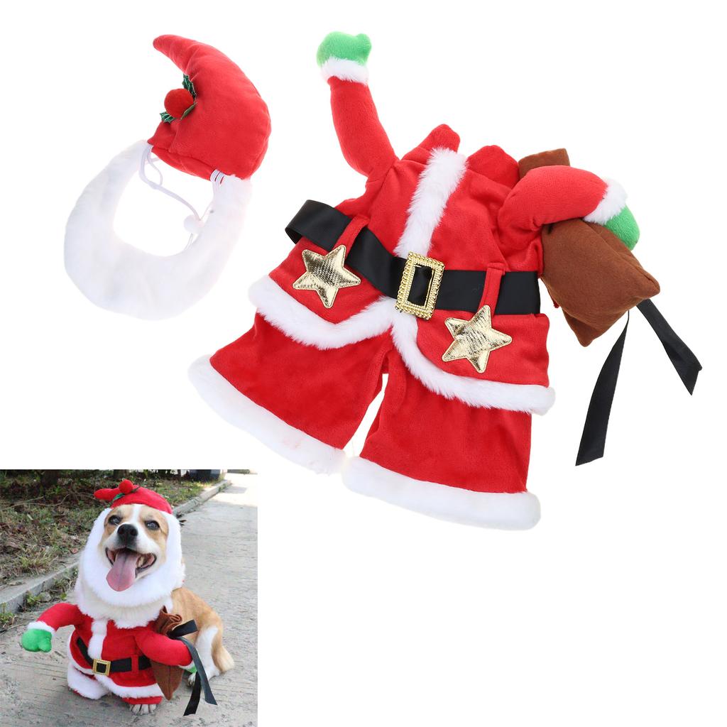 Pet Santa Costume with Santa Hat for Cat Dog Christmas Party Cats Festival Costume All Size Cat Dog Cosplay Accessories