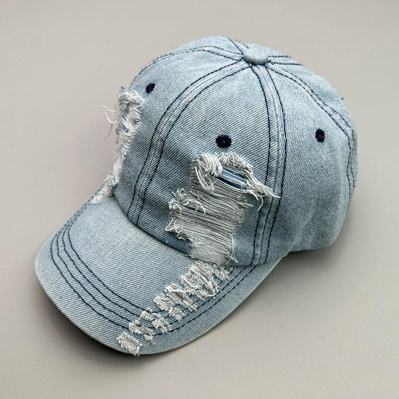 Versatile Fashion Embroidered Denim Letter Washed Sunshade Korean Baseball Cap Men'S And Women'S Trend Breathable