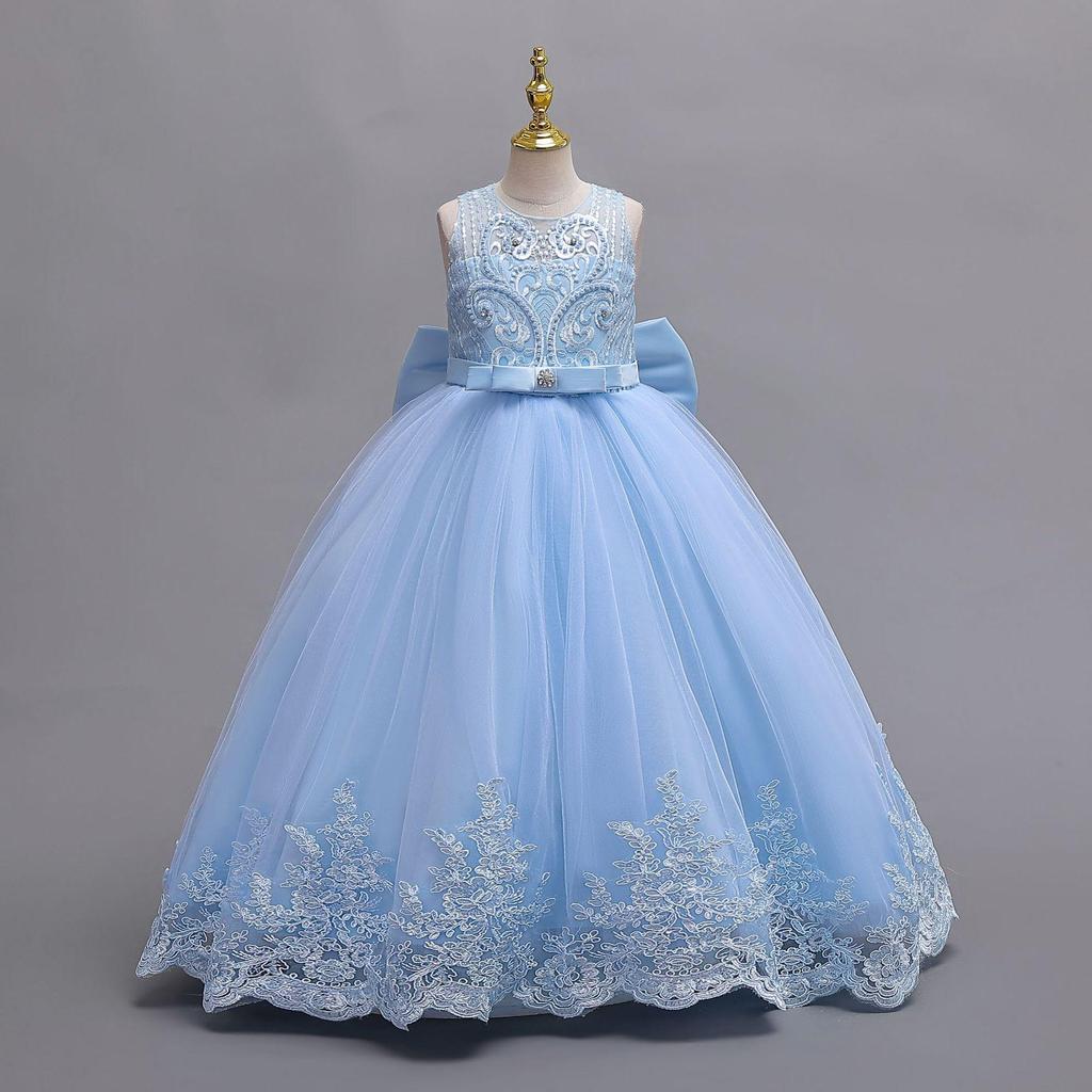 Children's Lace Trim Evening Dress - Princess Runway Model