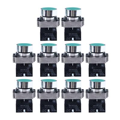10PCS Push Button Switch Self Resetting Flat Head Start Stop Button Switch 22mm Mounting Hole AC240V XB2‑BA31