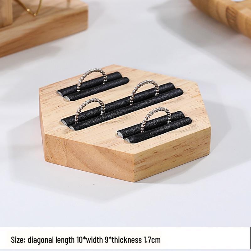 Solid Wood Minimalist Ring Display Tray with 20 Slots